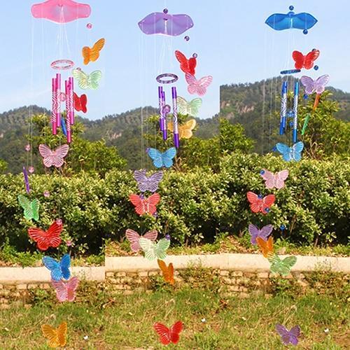 Model Creative Crystal Butterflies-Wind Chime Hanging Ornament  Mobile Wind Bell Garden Ornament Lucky Yard Garden Living Room Home/Wall/Room For Mom Birthday Gift Metal Music Wind Chimes Indoor & Outdoor Decor