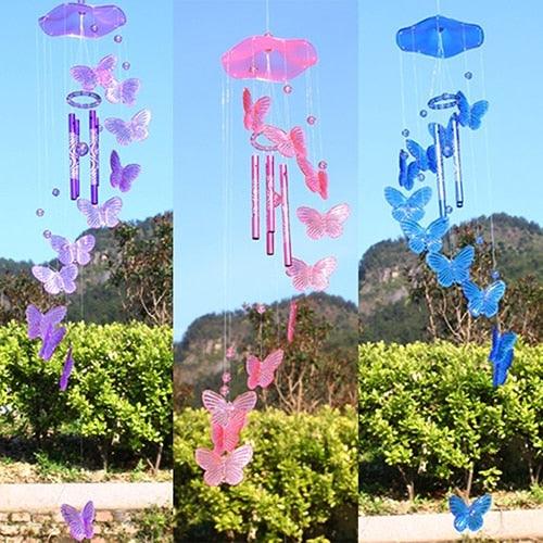 Model Creative Crystal Butterflies-Wind Chime Hanging Ornament  Mobile Wind Bell Garden Ornament Lucky Yard Garden Living Room Home/Wall/Room For Mom Birthday Gift Metal Music Wind Chimes Indoor & Outdoor Decor