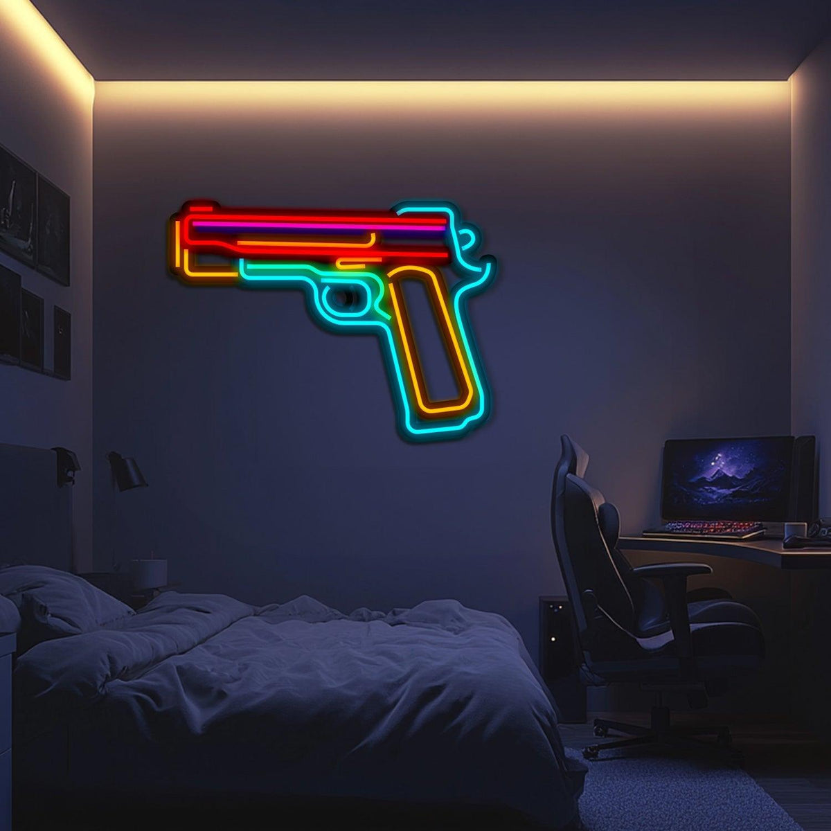 Pistol Weapon Metal Neon Wall Art- LN0127