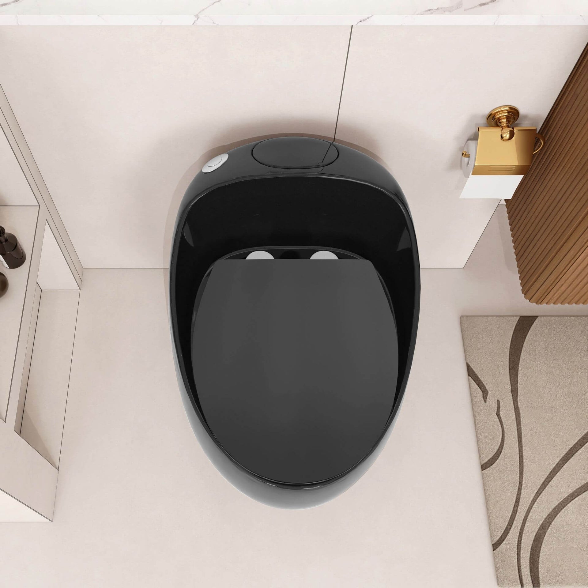 Modern 1.28 GPF Single Flush 1-Piece Ceramic Egg-Shaped Toilet (SAK93341)