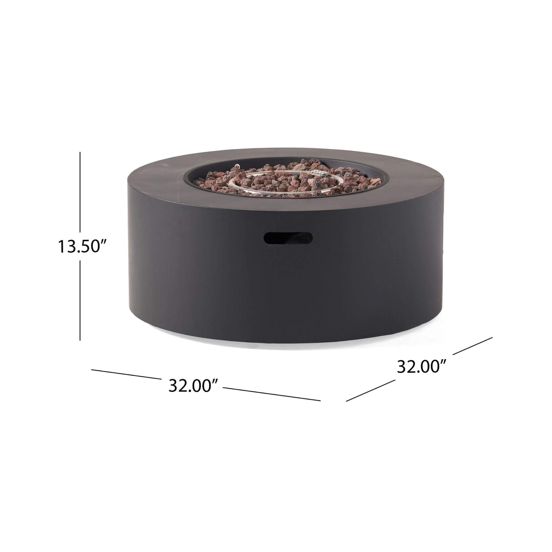 Modern 32-Inch 40K BTU Round Iron Propane Fire Pit (SAK29102)
