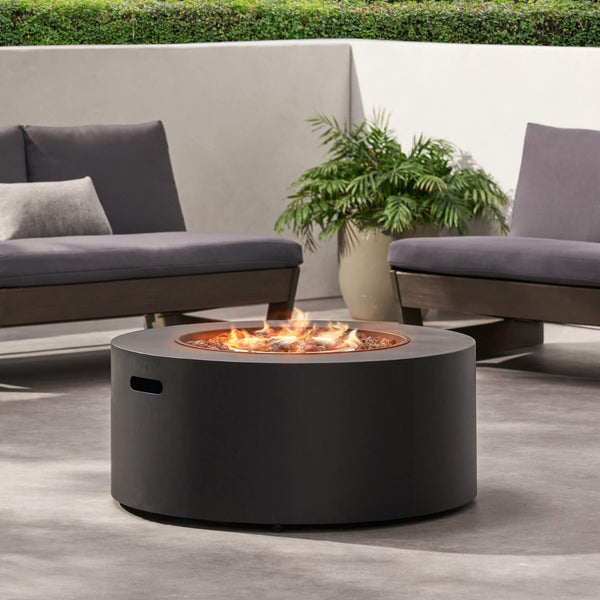 Modern 32-Inch 40K BTU Round Iron Propane Fire Pit (SAK29102)