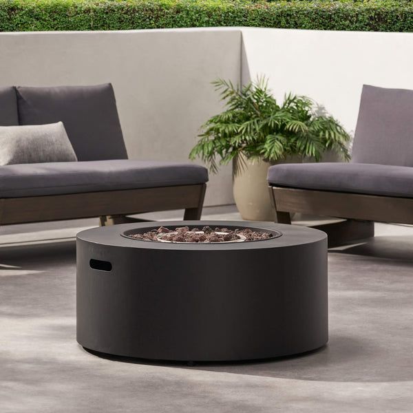 Modern 32-Inch 40K BTU Round Iron Propane Fire Pit (SAK29102)