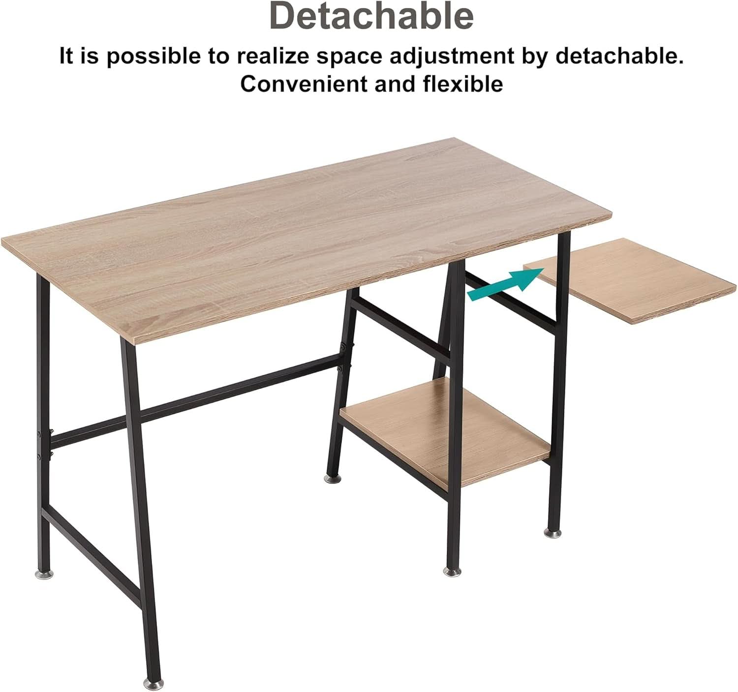 Modern 43 Inch Computer Desk with Adjustable Storage Shelves