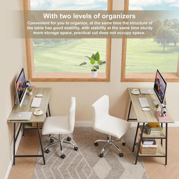 Modern 43 Inch Computer Desk with Adjustable Storage Shelves