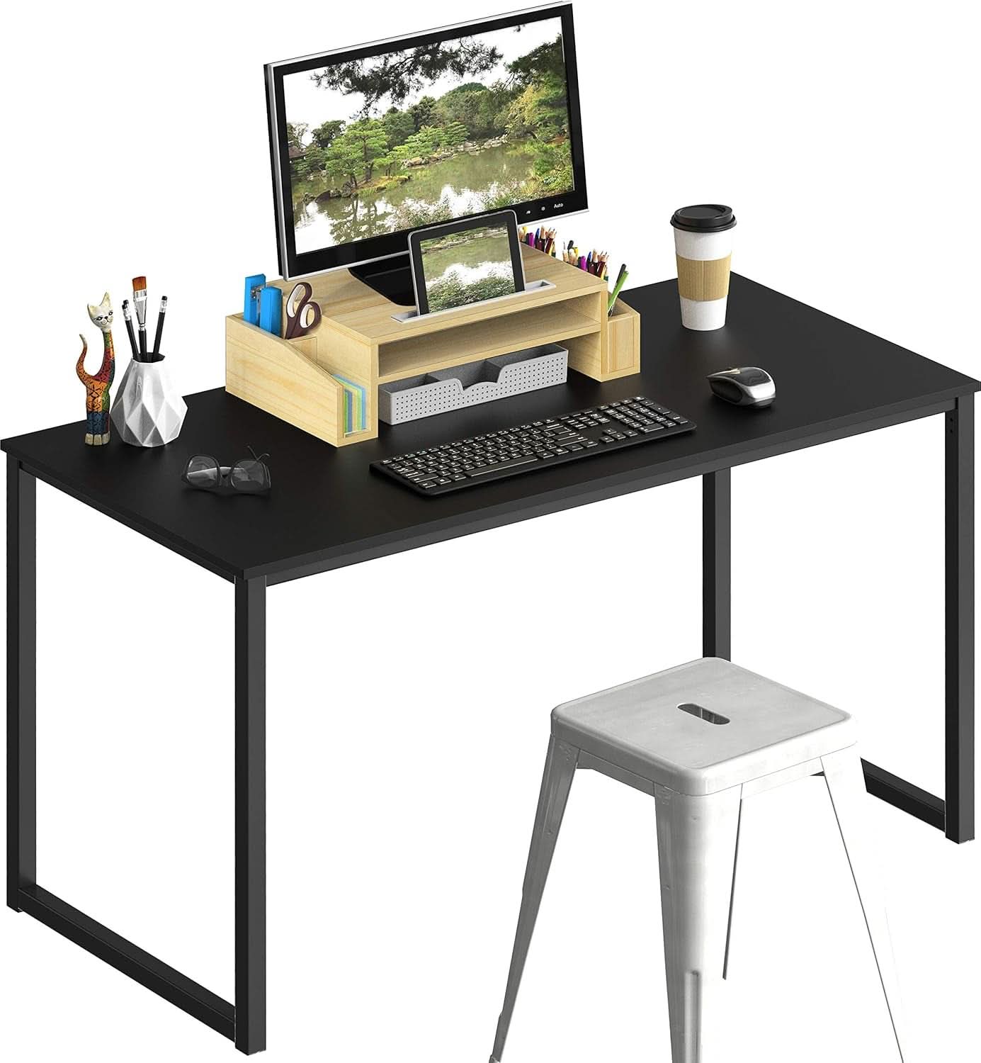 Modern 48 Inch Black Computer Desk for Home Office