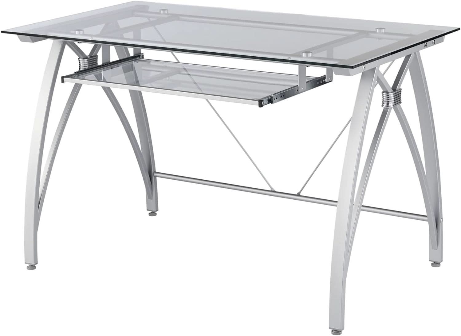 Modern 48 Inch Glass Computer Desk With Metal Frame