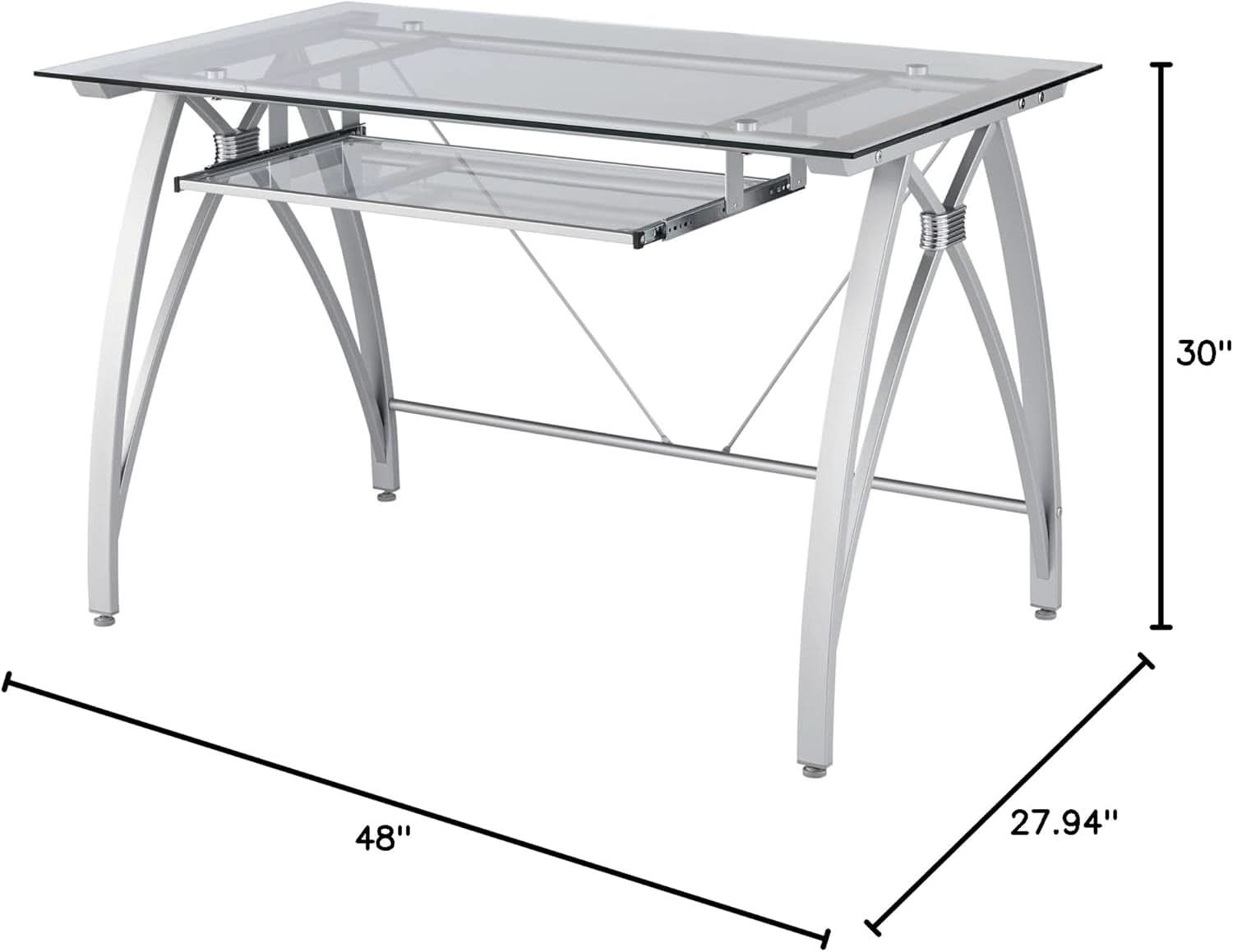Modern 48 Inch Glass Computer Desk With Metal Frame