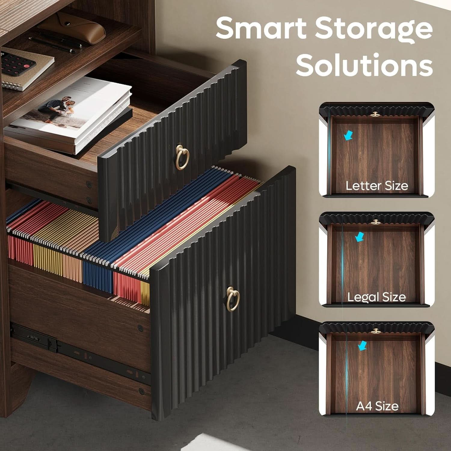 Modern 55 Inch Computer Desk with Storage and Tray