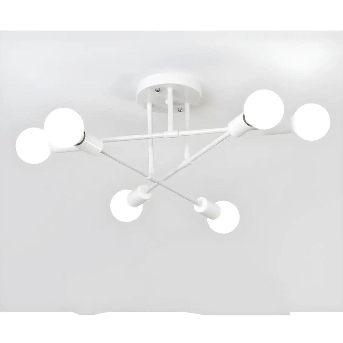 Modern 6 Head LED Chandelier with Black, White, and Gold Finish