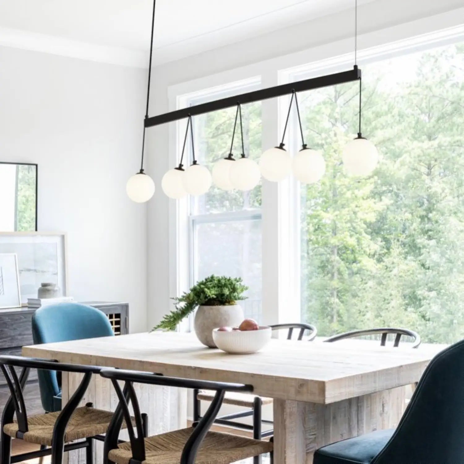 Modern 8-Light Globe Pendant Lights Hanging Chandelier for Kitchen Island