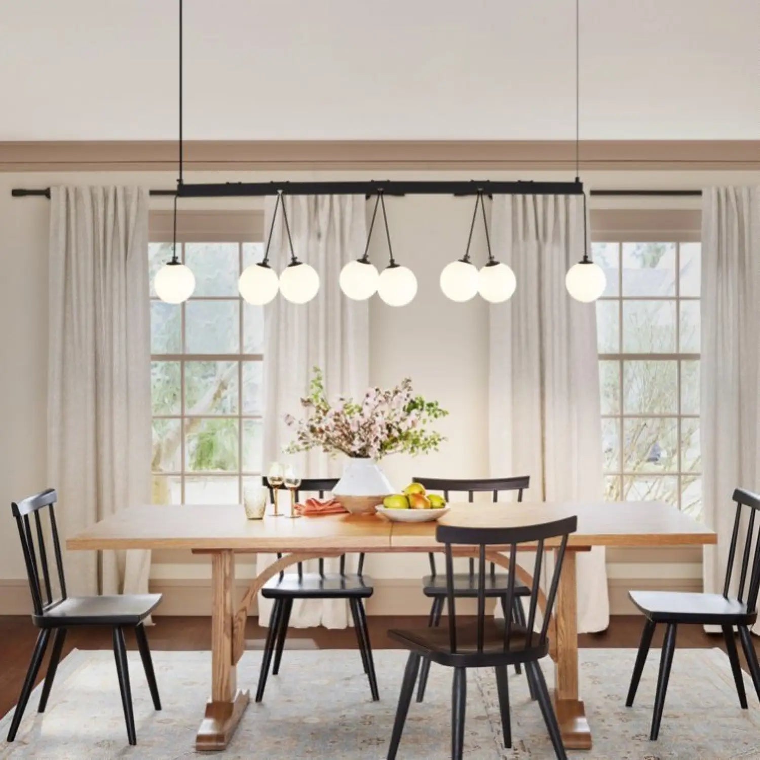 Modern 8-Light Globe Pendant Lights Hanging Chandelier for Kitchen Island