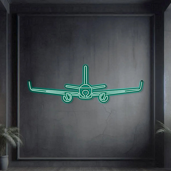 A320 Neo Front Metal Neon Aircraft Wall Art - NCN0008