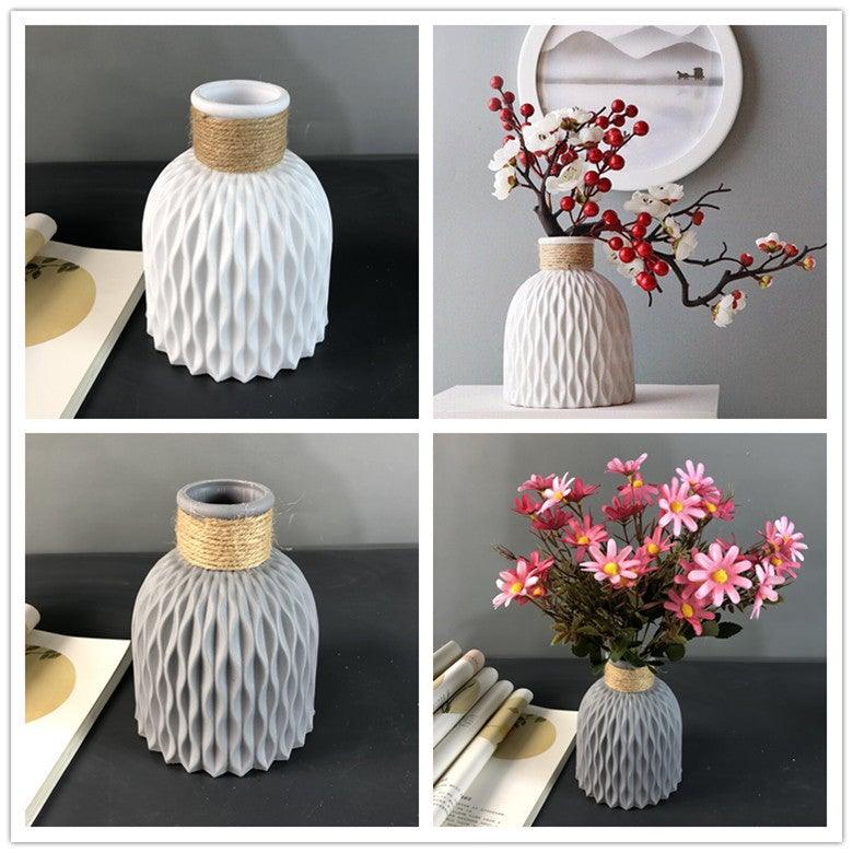 Modern Artifical Floral Plastic Vase Imitation Ceramic Flower Pot For Home Decor Living Room Centerpieces And Events Ornamnet