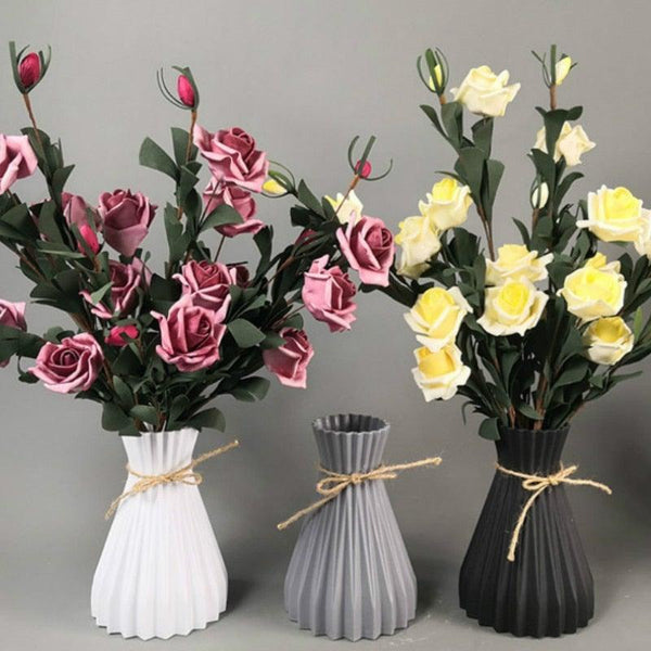 Modern Artifical Floral Plastic Vase Imitation Ceramic Flower Pot For Home Decor Living Room Centerpieces And Events Ornamnet