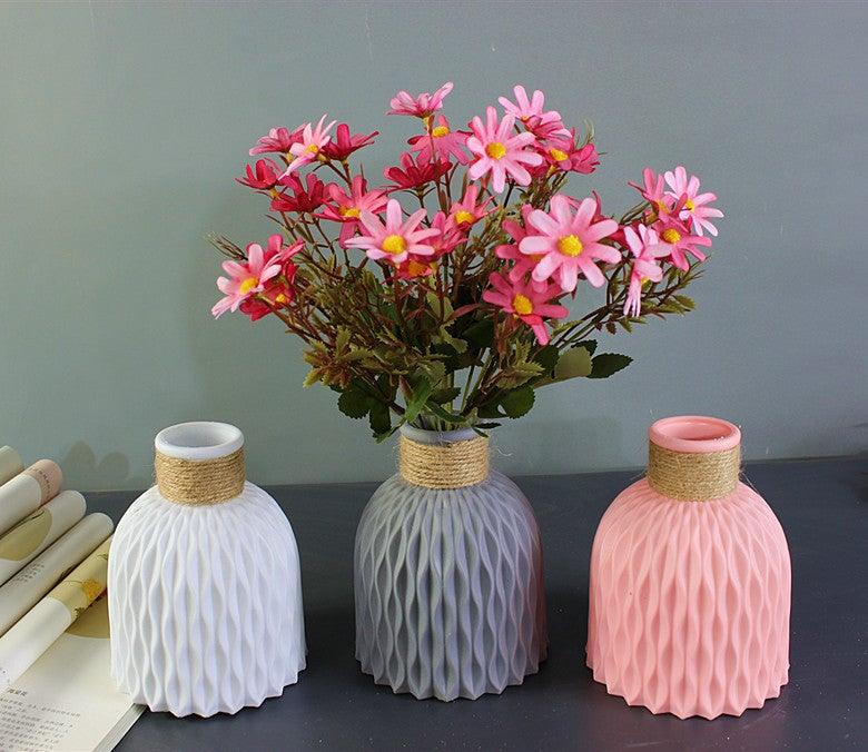 Modern Artifical Floral Plastic Vase Imitation Ceramic Flower Pot For Home Decor Living Room Centerpieces And Events Ornamnet