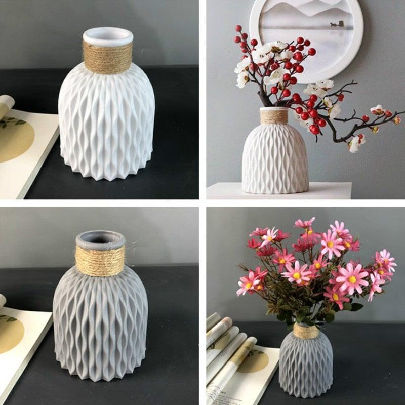 Modern Artifical Floral Plastic Vase Imitation Ceramic Flower Pot For Home Decor Living Room Centerpieces And Events Ornamnet