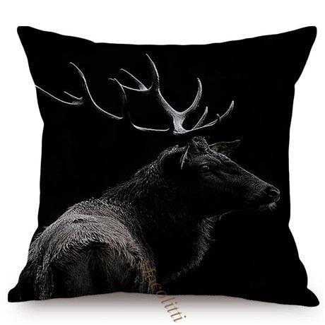 Modern Black And White Animals Portrait Photography Of Lion Zebra Elephant Tiger Pattern Sofa Pillow Cover Home Decor Square Cushions Cover 45x45cm