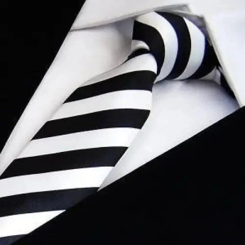 Modern Black And White Men Necktie Casual Business Meeting Formal Polyester Skinny Slim Necktie