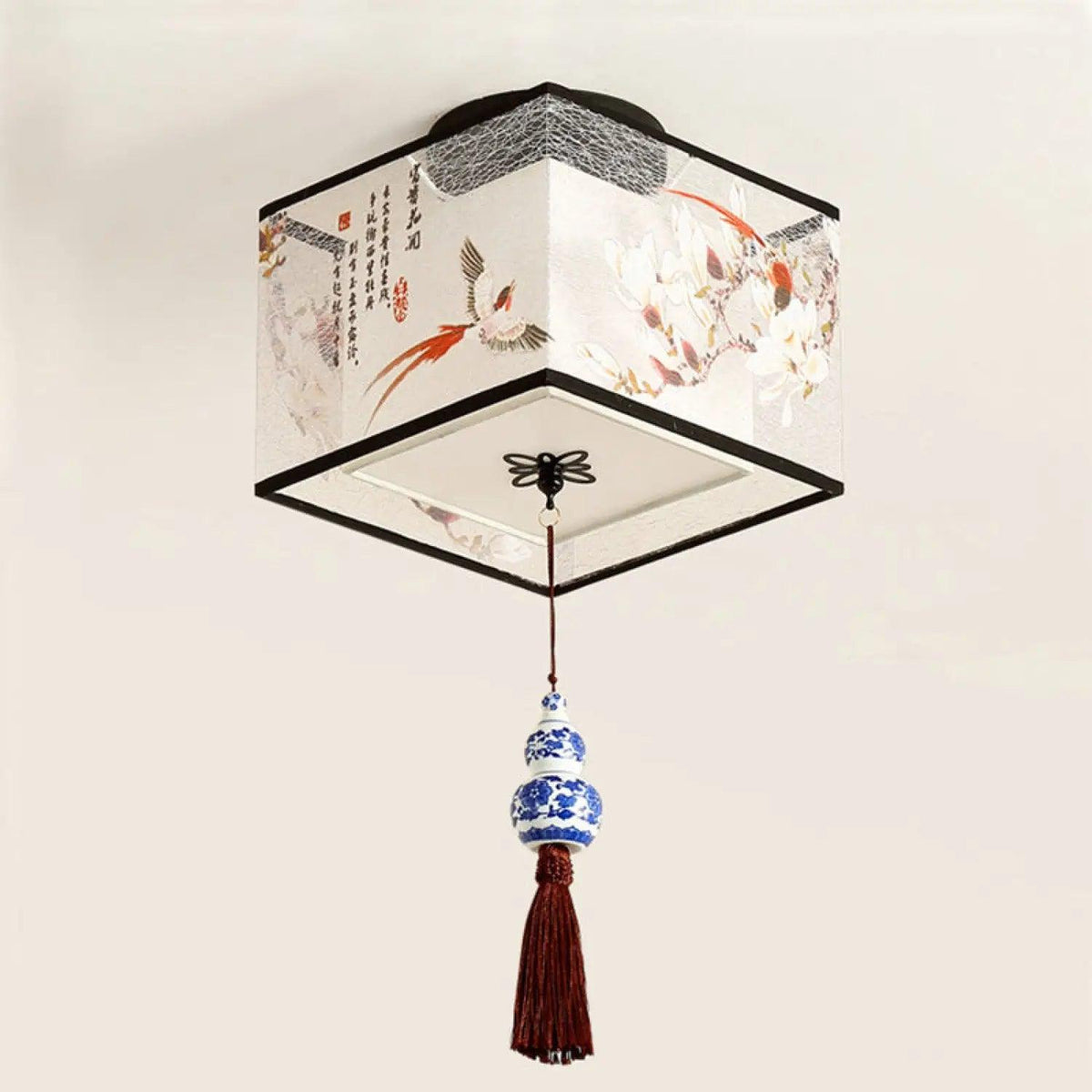 Modern Ceiling Lamp for Living Room with Soft Fabric Shade