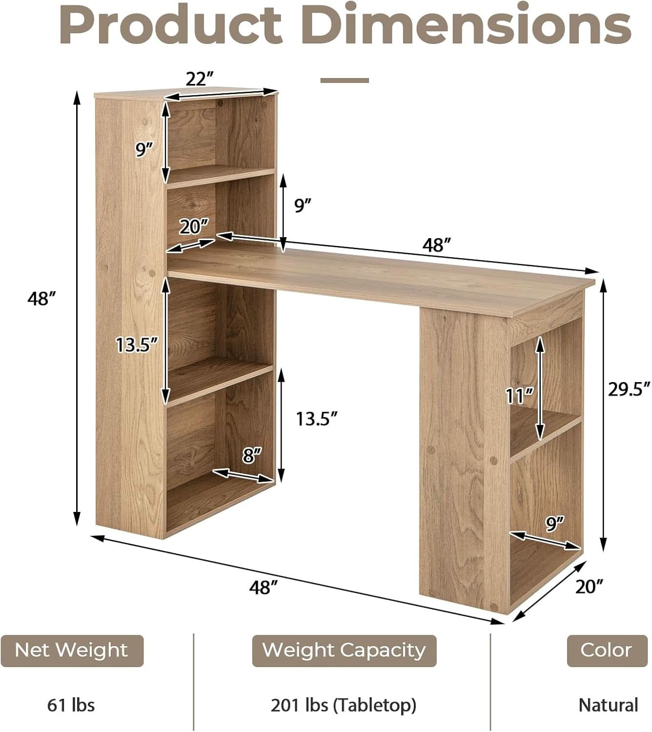 Modern Compact Computer Desk with Storage Shelves and Workstation