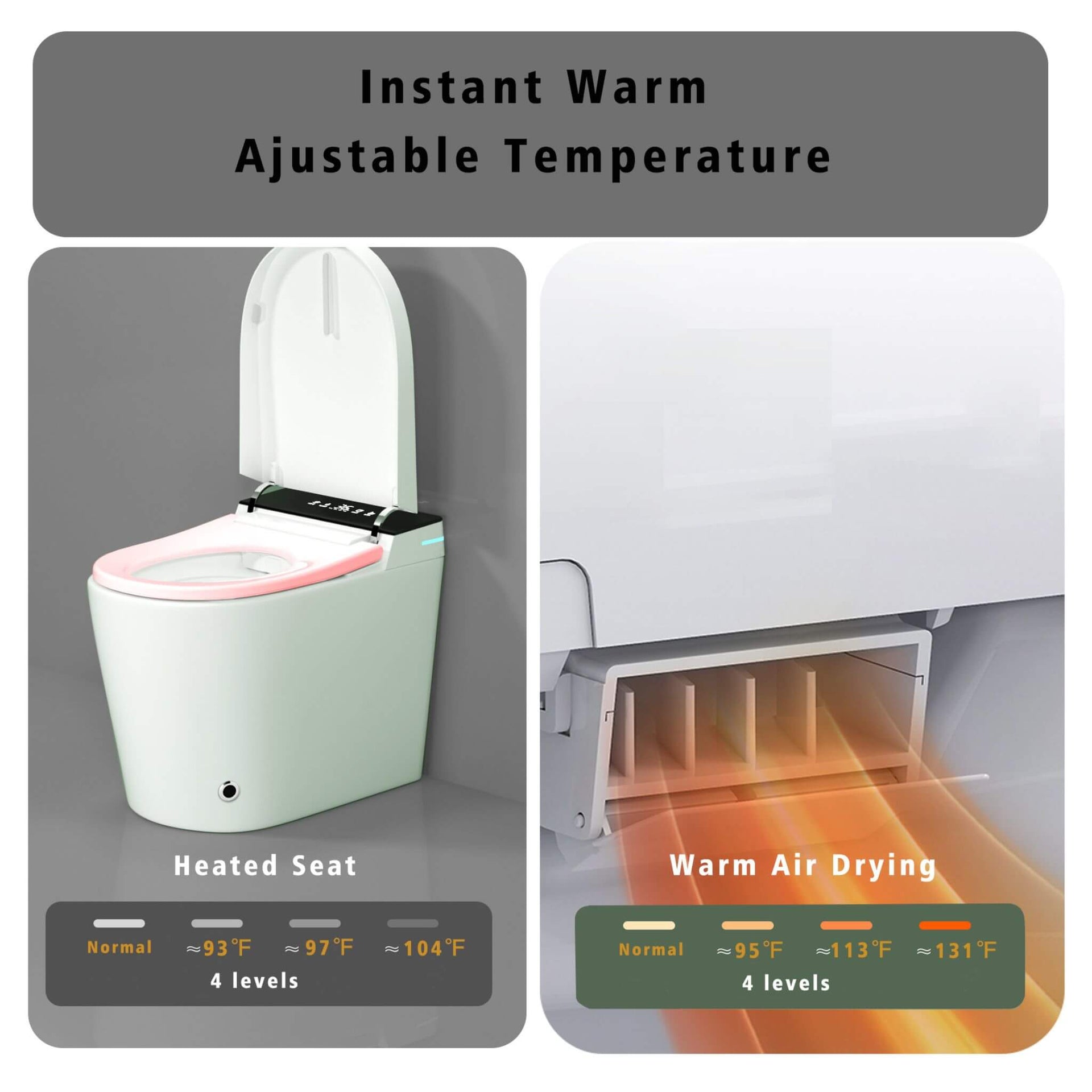 Modern Compact Smart Tankless Toilet With Bidet, Auto Open, Auto Flush, Heated Seat And Air Dryer (SAK51990)