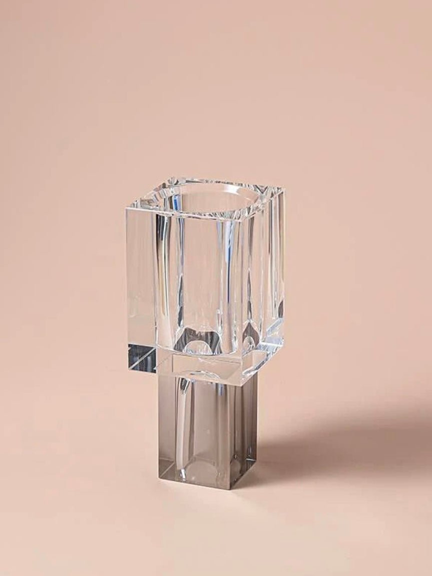 Modern Crystal Block Vase, Contemporary Table Setting Centrepieces
