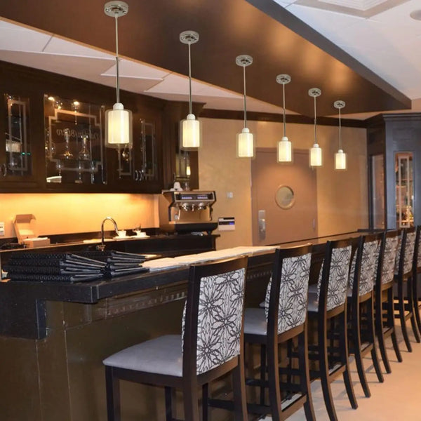 Modern Glass Pendant Light with Chrome Nickel Finish for Kitchen Island