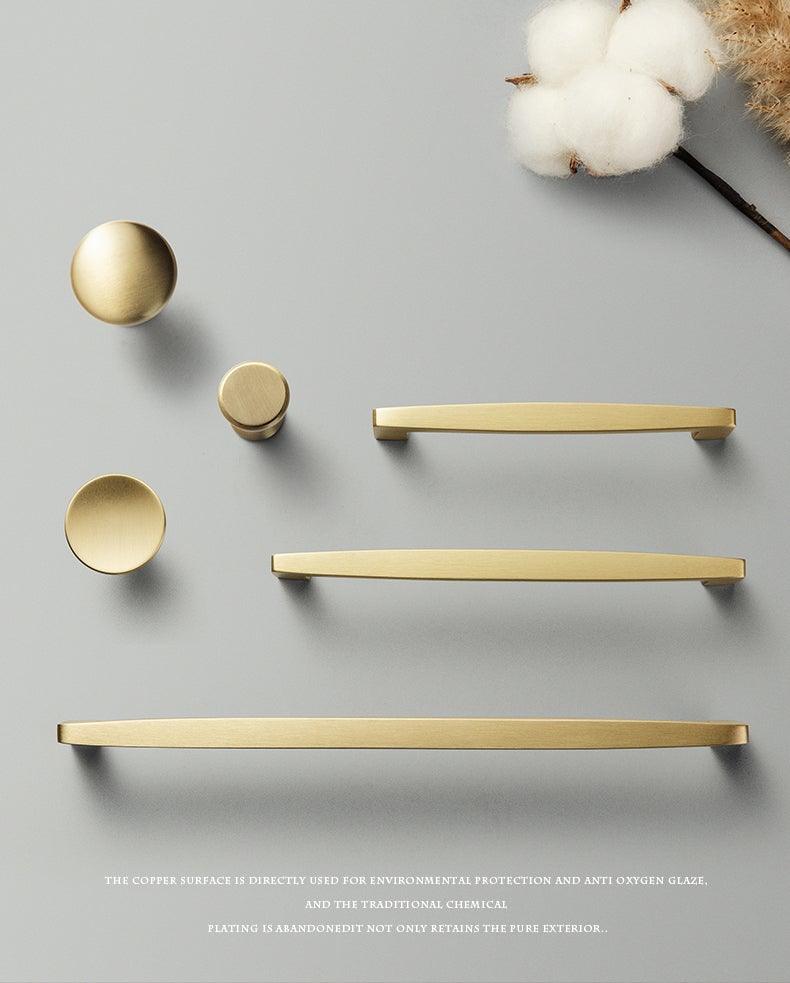 Modern Gold Knob Pure Copper Kitchen Cabinet Handles Cupboard Door Pulls Drawer Knobs Brass Furniture Handle Hardware Drawer Pulls Cupboard Knob For Kitchen Furniture Hardware