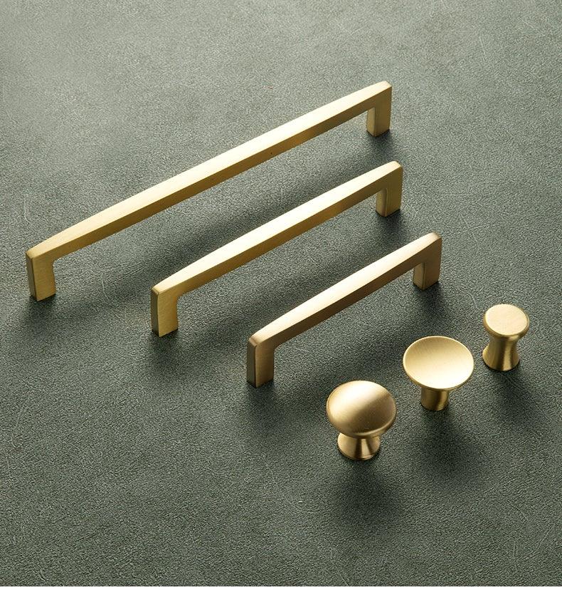 Modern Gold Knob Pure Copper Kitchen Cabinet Handles Cupboard Door Pulls Drawer Knobs Brass Furniture Handle Hardware Drawer Pulls Cupboard Knob For Kitchen Furniture Hardware