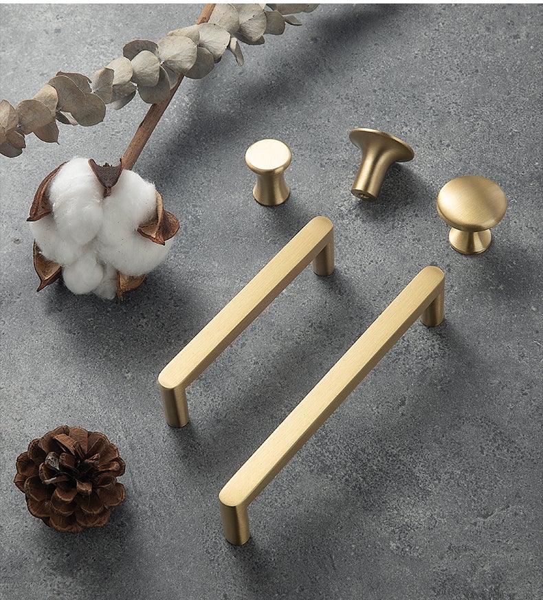 Modern Gold Knob Pure Copper Kitchen Cabinet Handles Cupboard Door Pulls Drawer Knobs Brass Furniture Handle Hardware Drawer Pulls Cupboard Knob For Kitchen Furniture Hardware