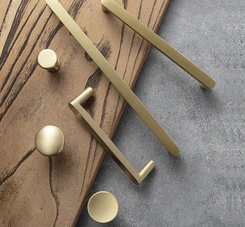 Modern Gold Knob Pure Copper Kitchen Cabinet Handles Cupboard Door Pulls Drawer Knobs Brass Furniture Handle Hardware Drawer Pulls Cupboard Knob For Kitchen Furniture Hardware