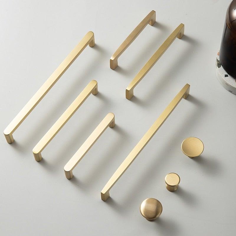Modern Gold Knob Pure Copper Kitchen Cabinet Handles Cupboard Door Pulls Drawer Knobs Brass Furniture Handle Hardware Drawer Pulls Cupboard Knob For Kitchen Furniture Hardware