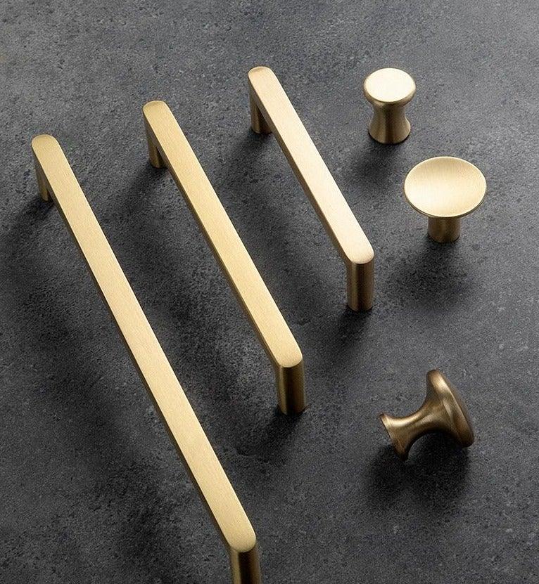 Modern Gold Knob Pure Copper Kitchen Cabinet Handles Cupboard Door Pulls Drawer Knobs Brass Furniture Handle Hardware Drawer Pulls Cupboard Knob For Kitchen Furniture Hardware