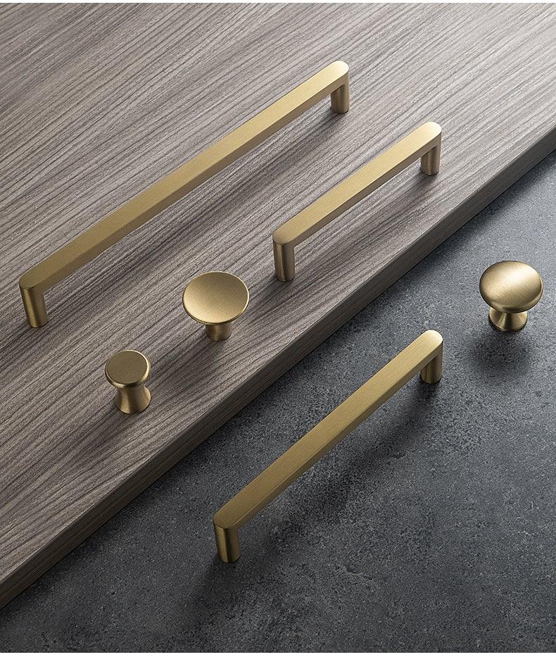 Modern Gold Knob Pure Copper Kitchen Cabinet Handles Cupboard Door Pulls Drawer Knobs Brass Furniture Handle Hardware Drawer Pulls Cupboard Knob For Kitchen Furniture Hardware