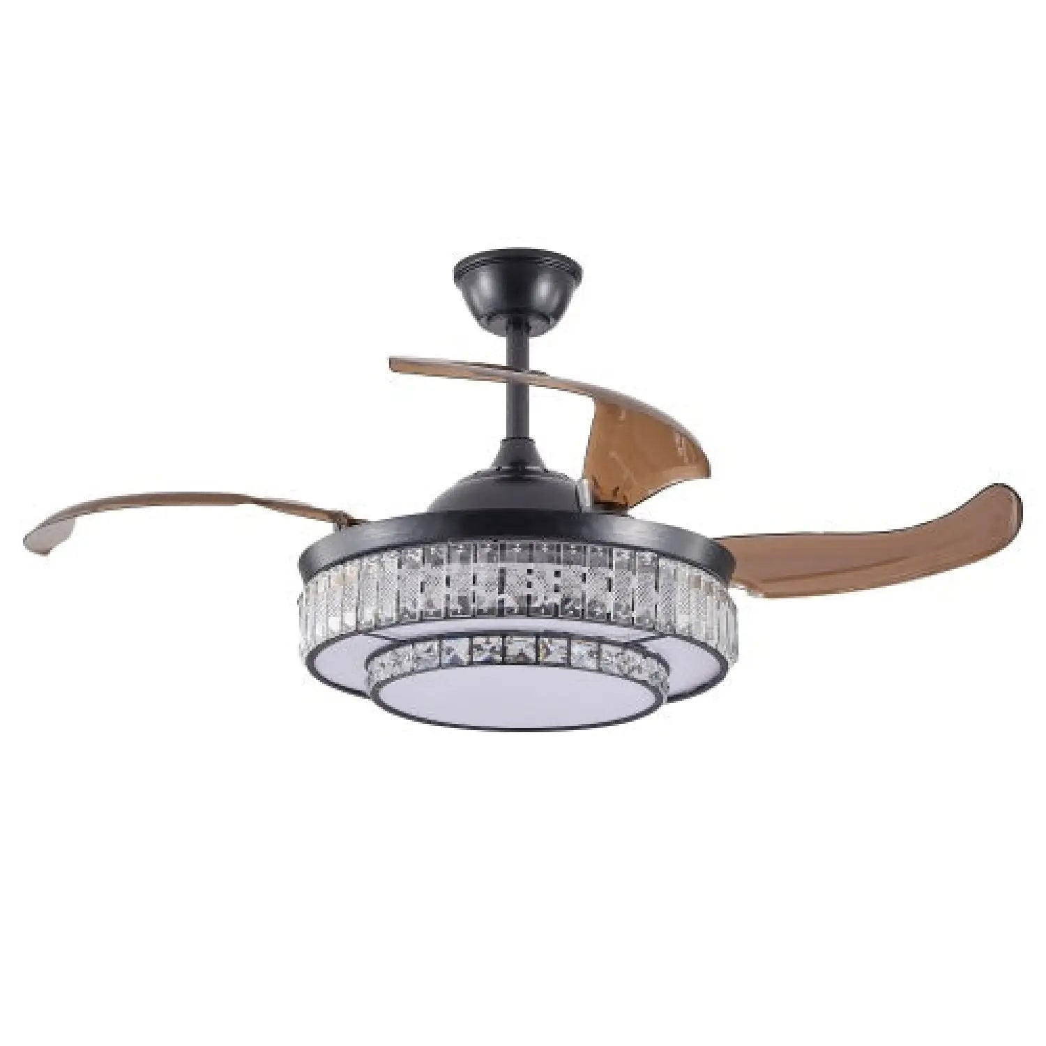 Modern Indoor Ceiling Fan with Retractable LED Light, Remote, and 4 Blades