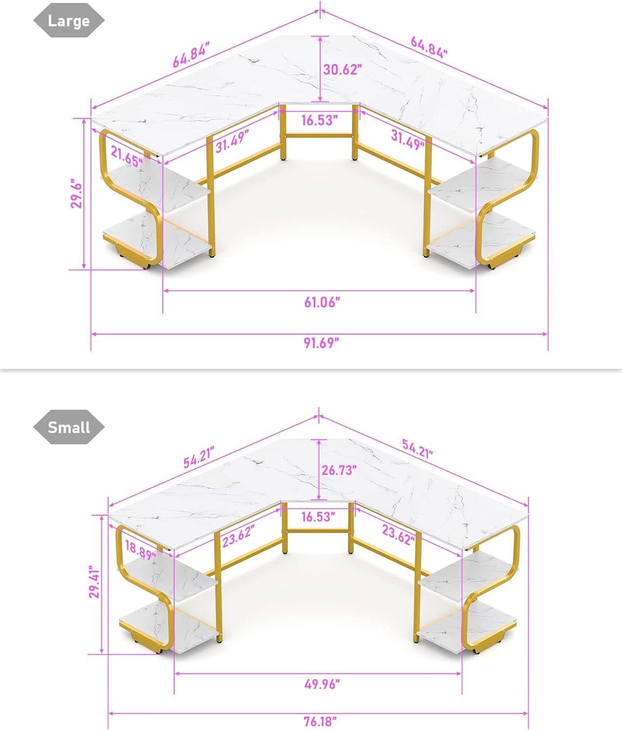 Modern L Shaped Desk with Large Shelves for Office