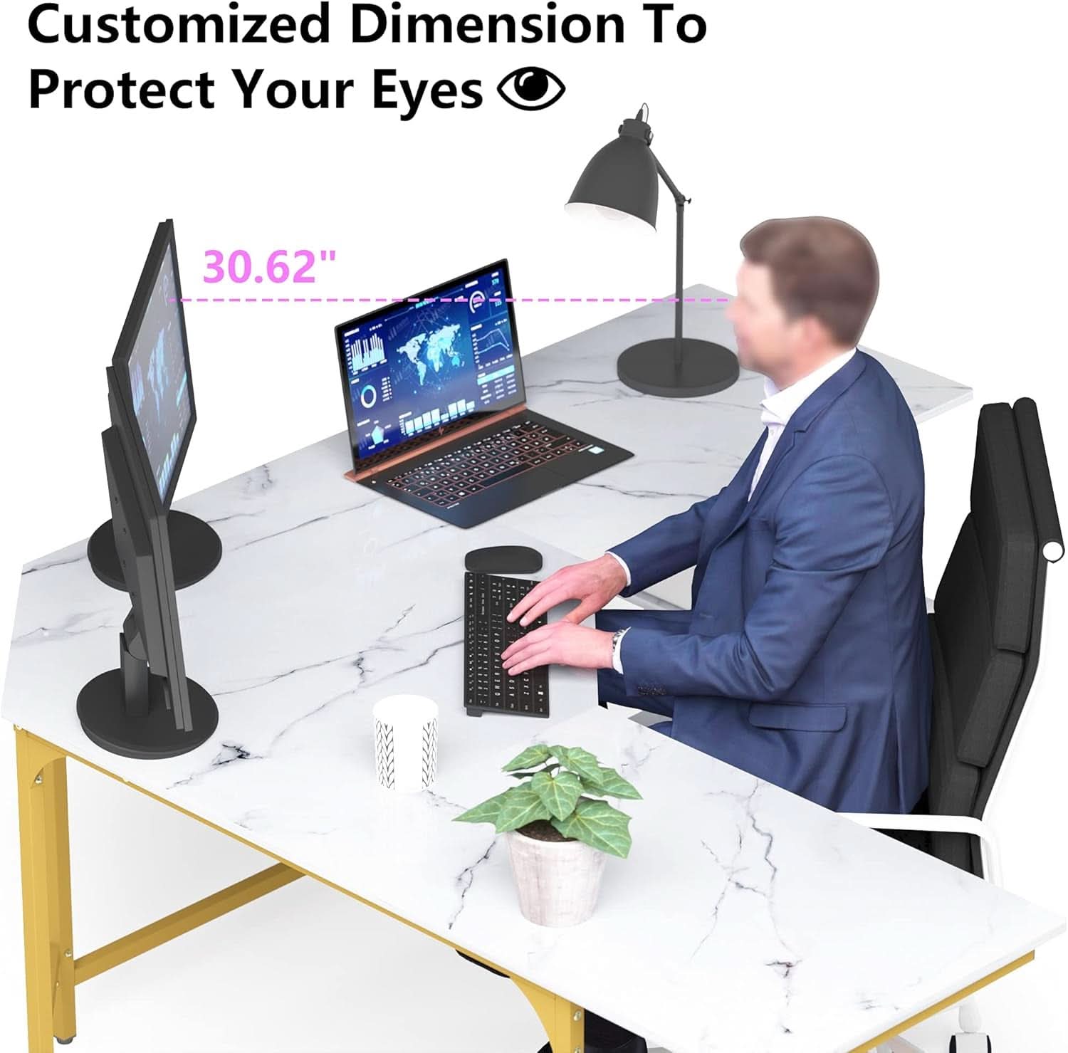 Modern L Shaped Desk with Large Shelves for Office