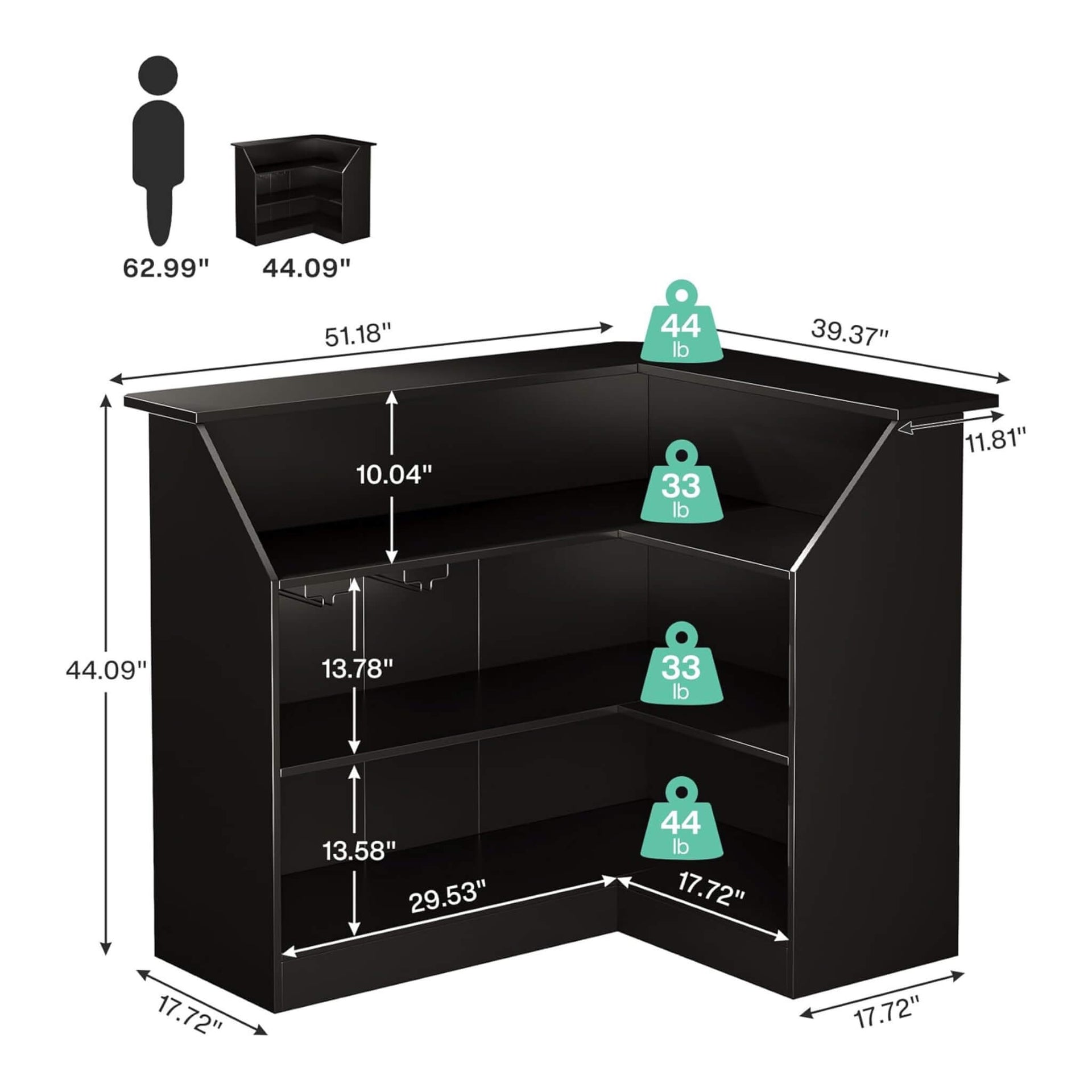 Modern L-Shaped Reception Desk With Storage Shelves (SAK81036)