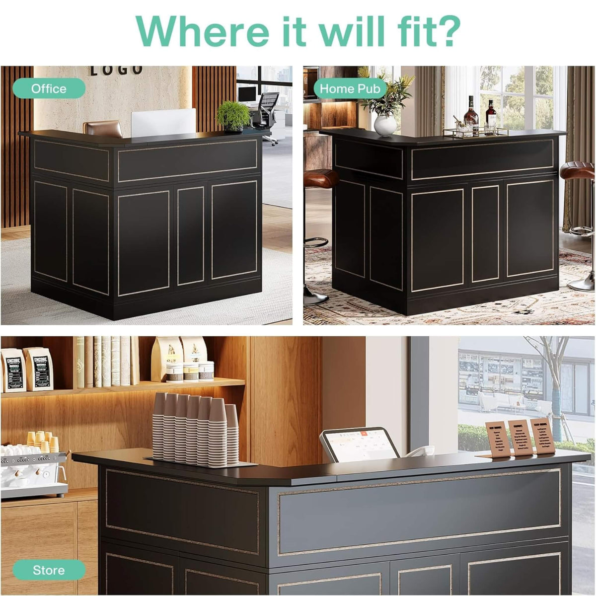 Modern L-Shaped Reception Desk With Storage Shelves (SAK81036)