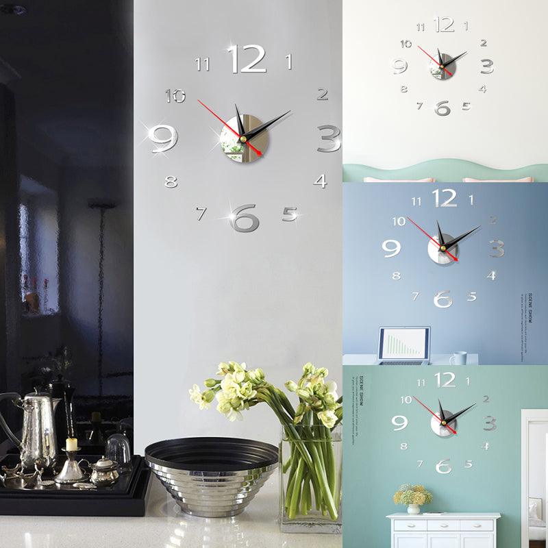 Modern Large 400mm 3D Mirror Surface Wall Clock 3D Wall Sticker Frameless Wall Clock 3D Wall Clock with Mirror Number Stickers for Home Office Decorations Home Office Room Wall Decor Home Decor Wall Clocks