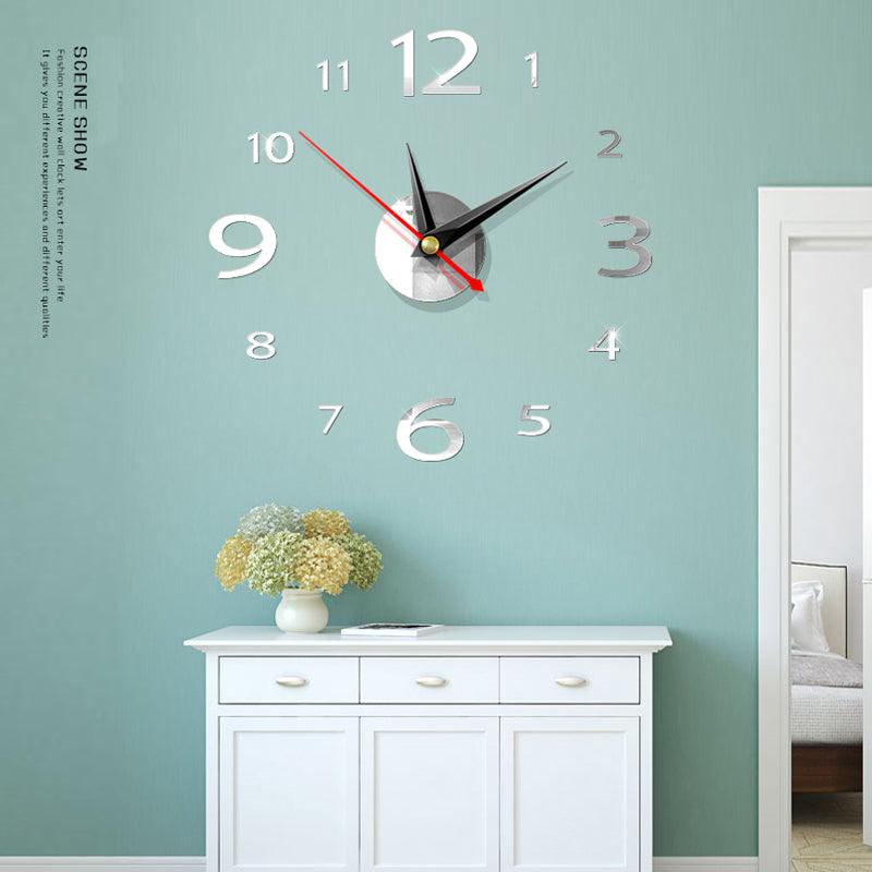Modern Large 400mm 3D Mirror Surface Wall Clock 3D Wall Sticker Frameless Wall Clock 3D Wall Clock with Mirror Number Stickers for Home Office Decorations Home Office Room Wall Decor Home Decor Wall Clocks