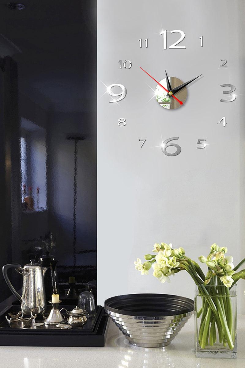 Modern Large 400mm 3D Mirror Surface Wall Clock 3D Wall Sticker Frameless Wall Clock 3D Wall Clock with Mirror Number Stickers for Home Office Decorations Home Office Room Wall Decor Home Decor Wall Clocks