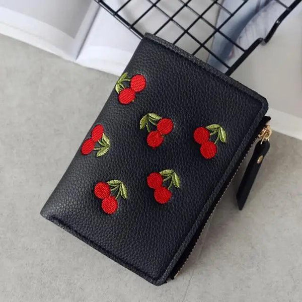 Modern Lightweight Cherry PU Leather Mini Wallet For Women Cute Design Purse Women Holder Minimalist Bag