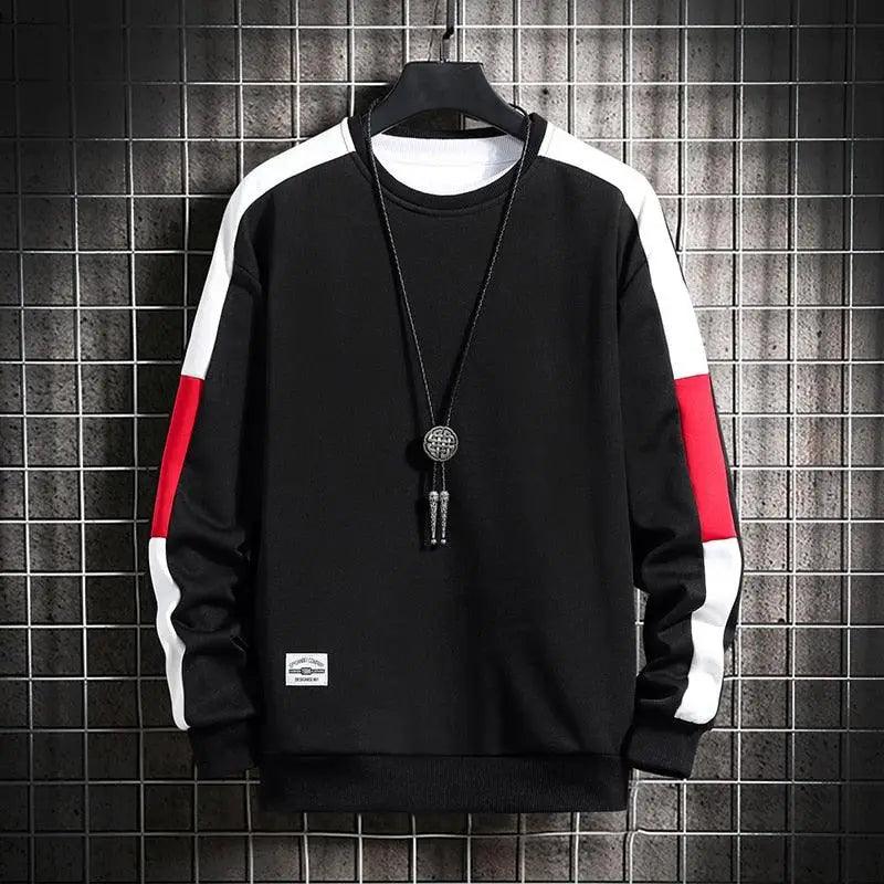 Modern Long Sleeve Sweatshirts Men New Fashion Color Casual Mens Casual O-Neck Patchwork Sweatshirt For Young Men Men Sweatshirt Streetwear Loose Solid Patchwork Pullover Sweatshirt