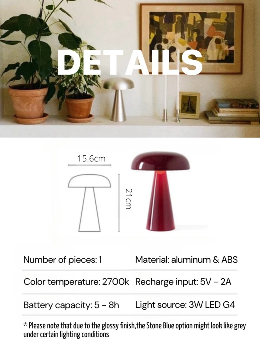 Modern Mushroom Dimmable Portable Led Table Lamp - Como SC53