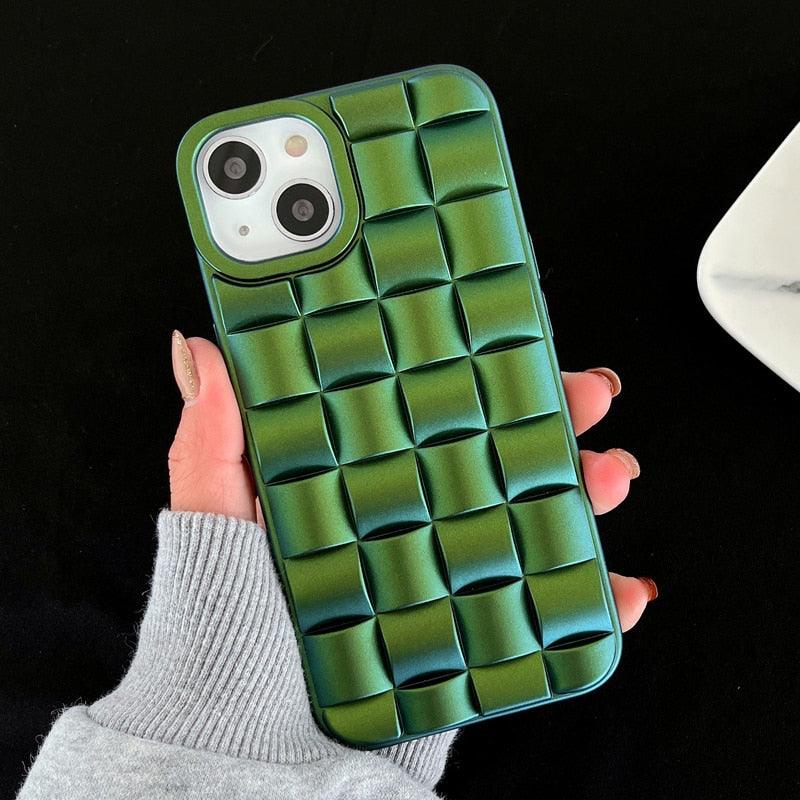 Modern Purple Green Phone Case For iPhone 13 14 Pro Max 11 12 Mini XS XR X 7 8 14 Plus Soft Shockproof Cover Bumper  Cute 3D Design Soft Silicone Shockproof Raised Bumper Corner Case for iPhone