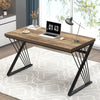 Modern Rustic Oak Computer Desk with Sturdy Metal Frame
