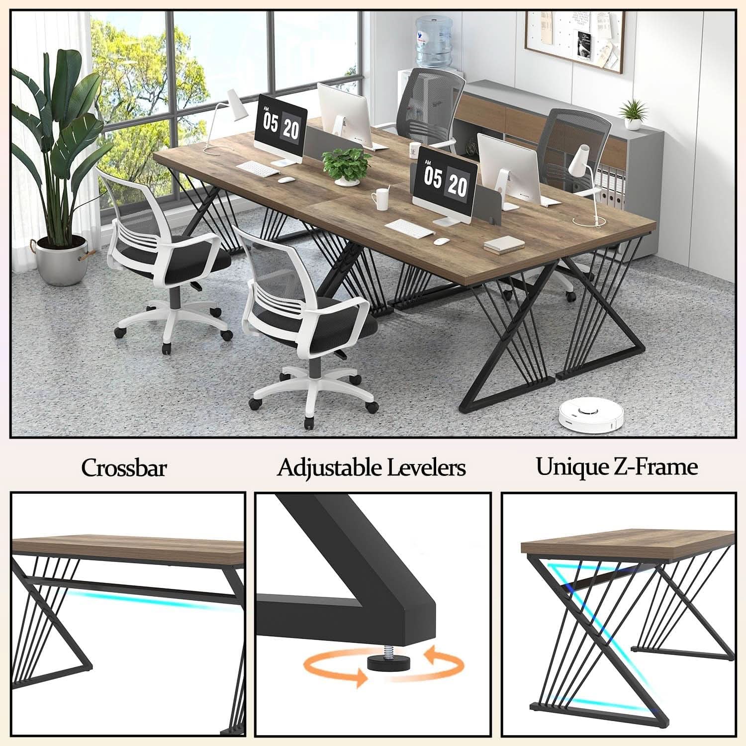 Modern Rustic Oak Computer Desk with Sturdy Metal Frame