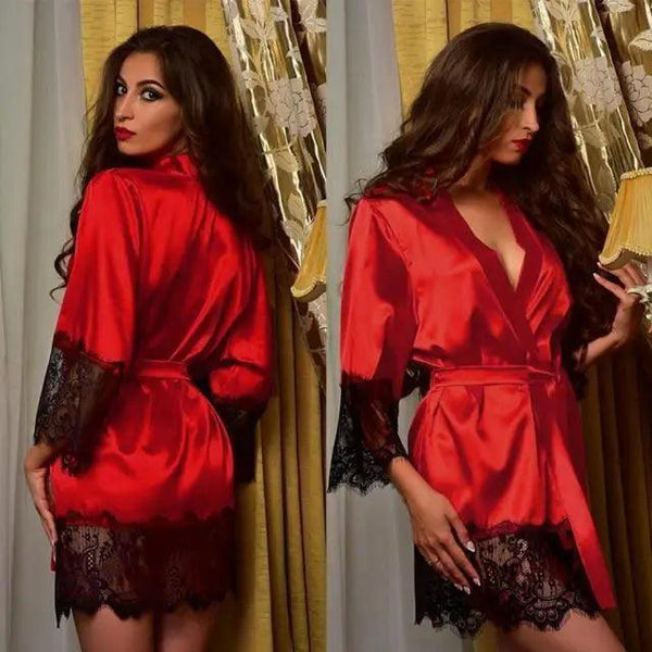 Modern Silk Bathrobe For Women Elegant Soft Silk Nightwear Unique  V-Neck Short Women's Fashion Bathrobes